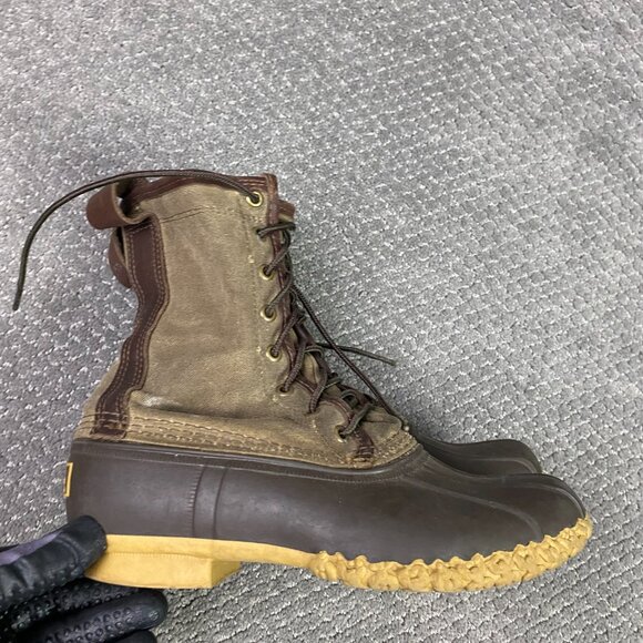 LL Bean Signature Waxed Canvas Maine Hunting Shoe Duck Boots Womens 8M USA Brown - Picture 6 of 15